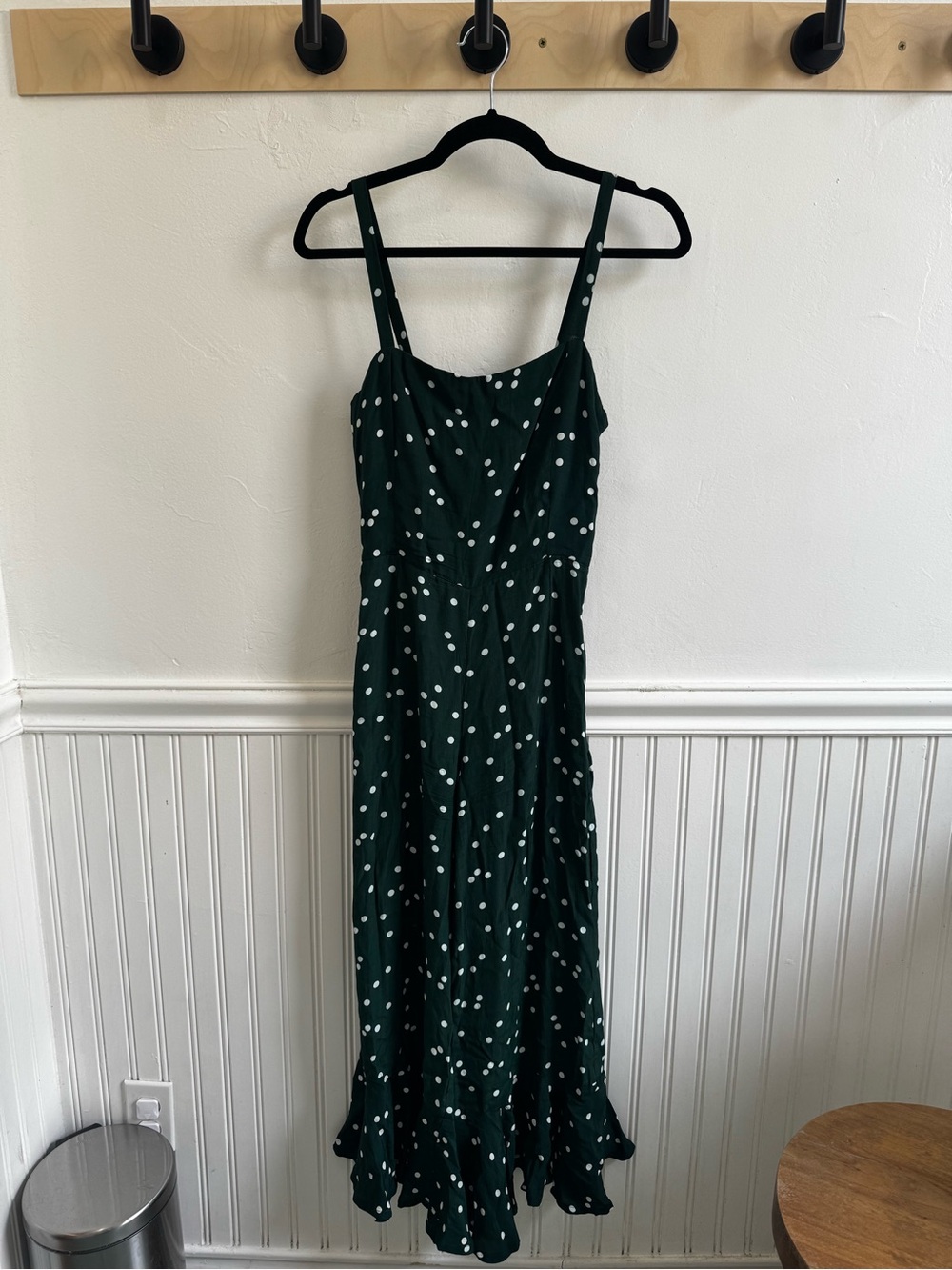 Faithfull the Brand Dark Green Polka Dot Jumpsuit